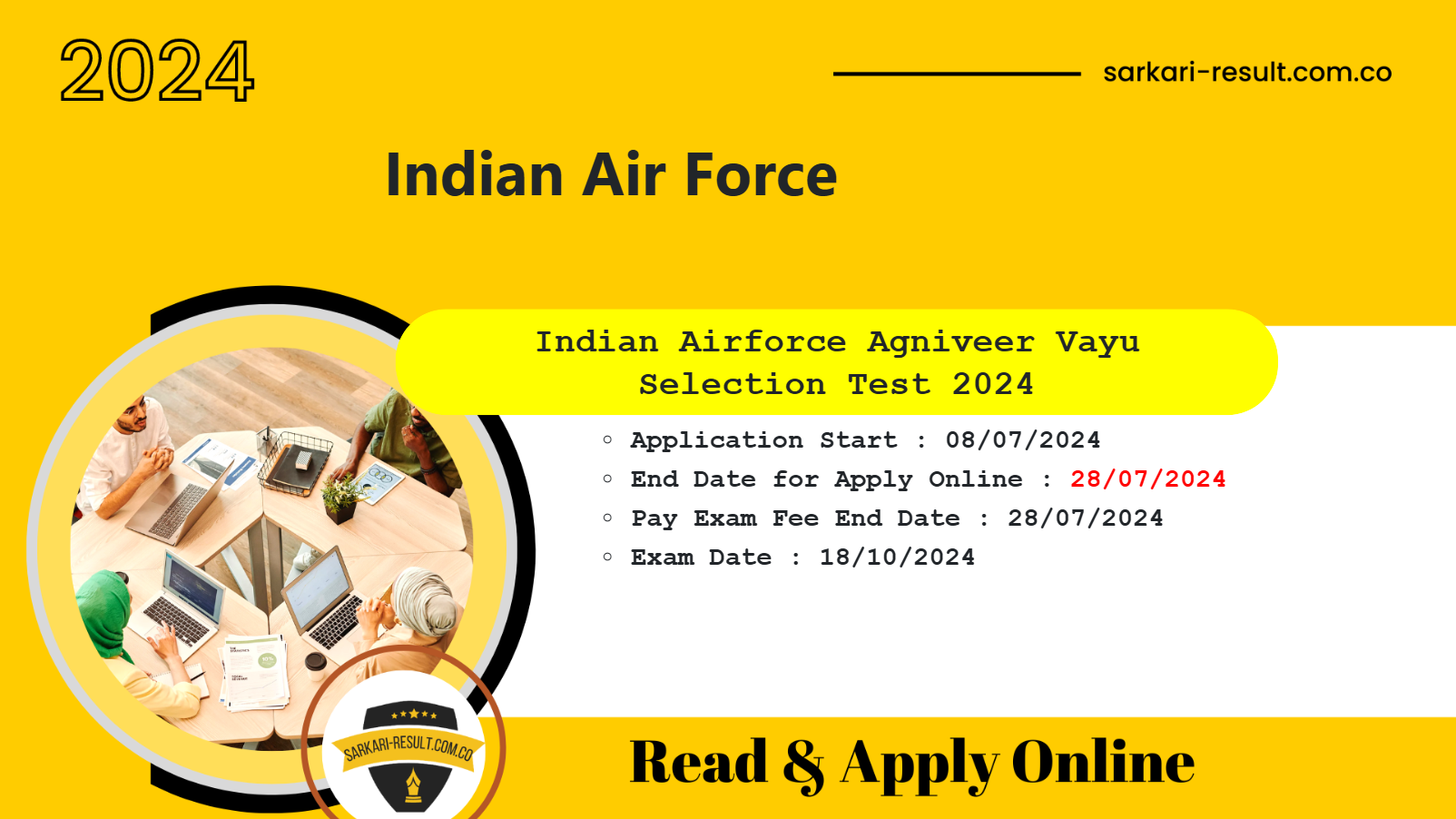 Airforce Agniveer Vayu Intake 02/2025 Batch Online Form 2024