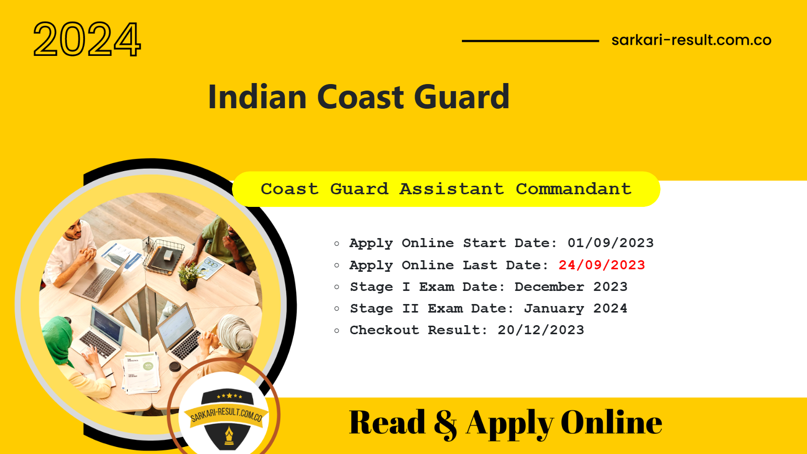 Apply Online Coast Guard Assistant Commandant 02/2024 Recruitment 2023 for 46 Post