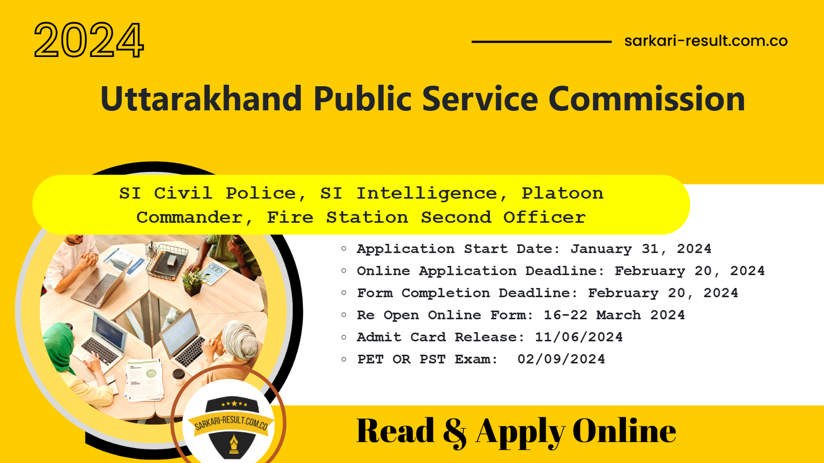 Apply Online for UKPSC Uttarakhand Police Sub Inspector (Civil Police/Intelligence), Fire Station Second Officer, and Platoon Commander 222 Posts 2024