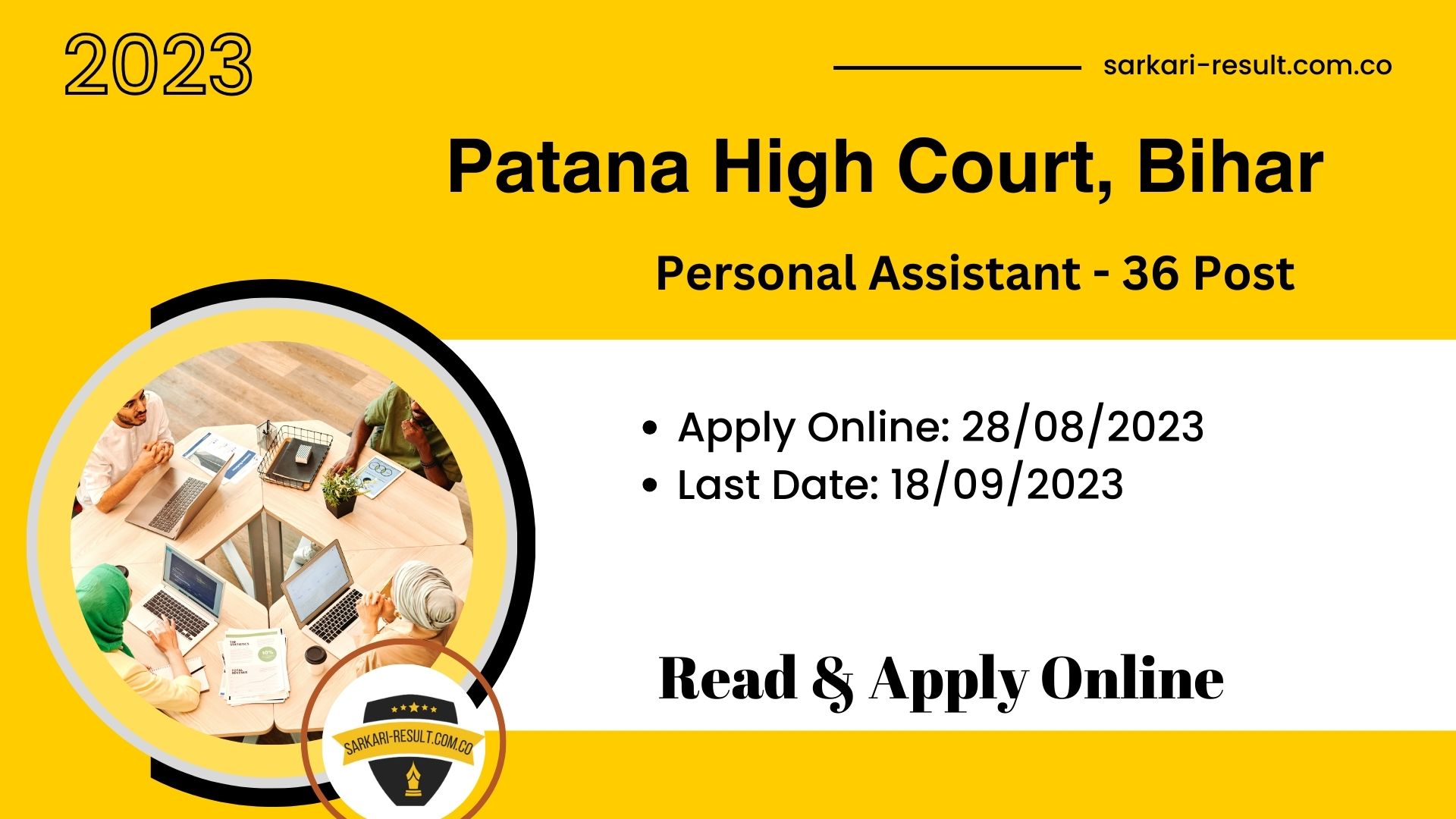Apply Online Patna High Court Personal Assistant PA Recruitment 2023 for 36 Post