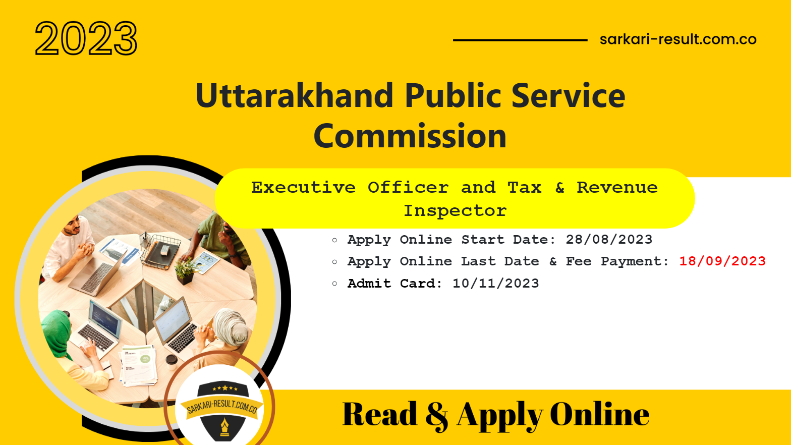 Apply Online UKPSC Uttarakhand Executive Officer and Tax & Revenue Inspector Examination 2023 for 85 Post
