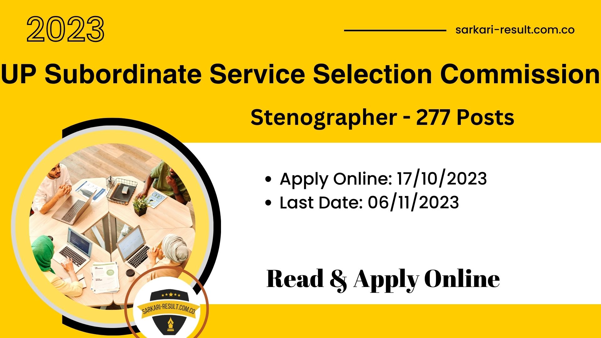 Apply Online UPSSSC Stenographer Recruitment 2023 for 277 Post
