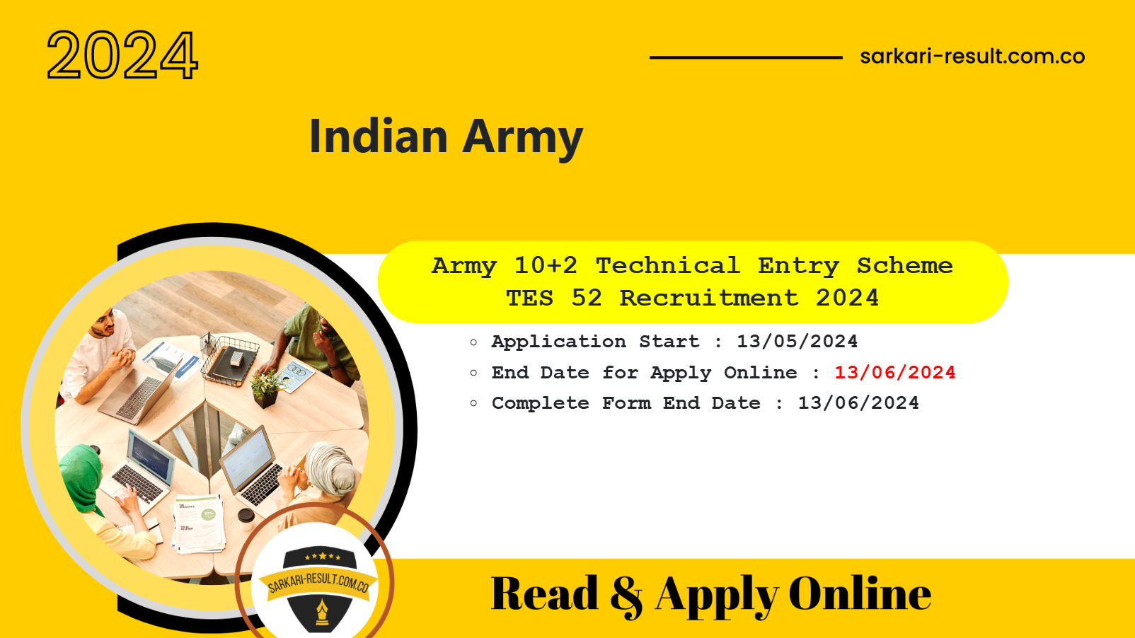 Army 10+2 TES 52 Online Form 2024 for 90 Post Jan 2025 Batch