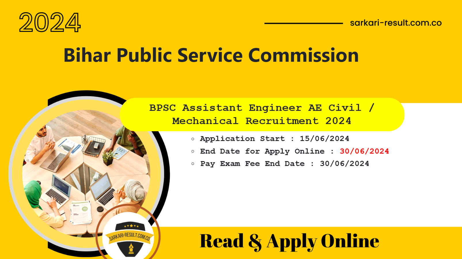 Bihar BPSC Assistant Engineer AE Online Form 2024 for 118 Post