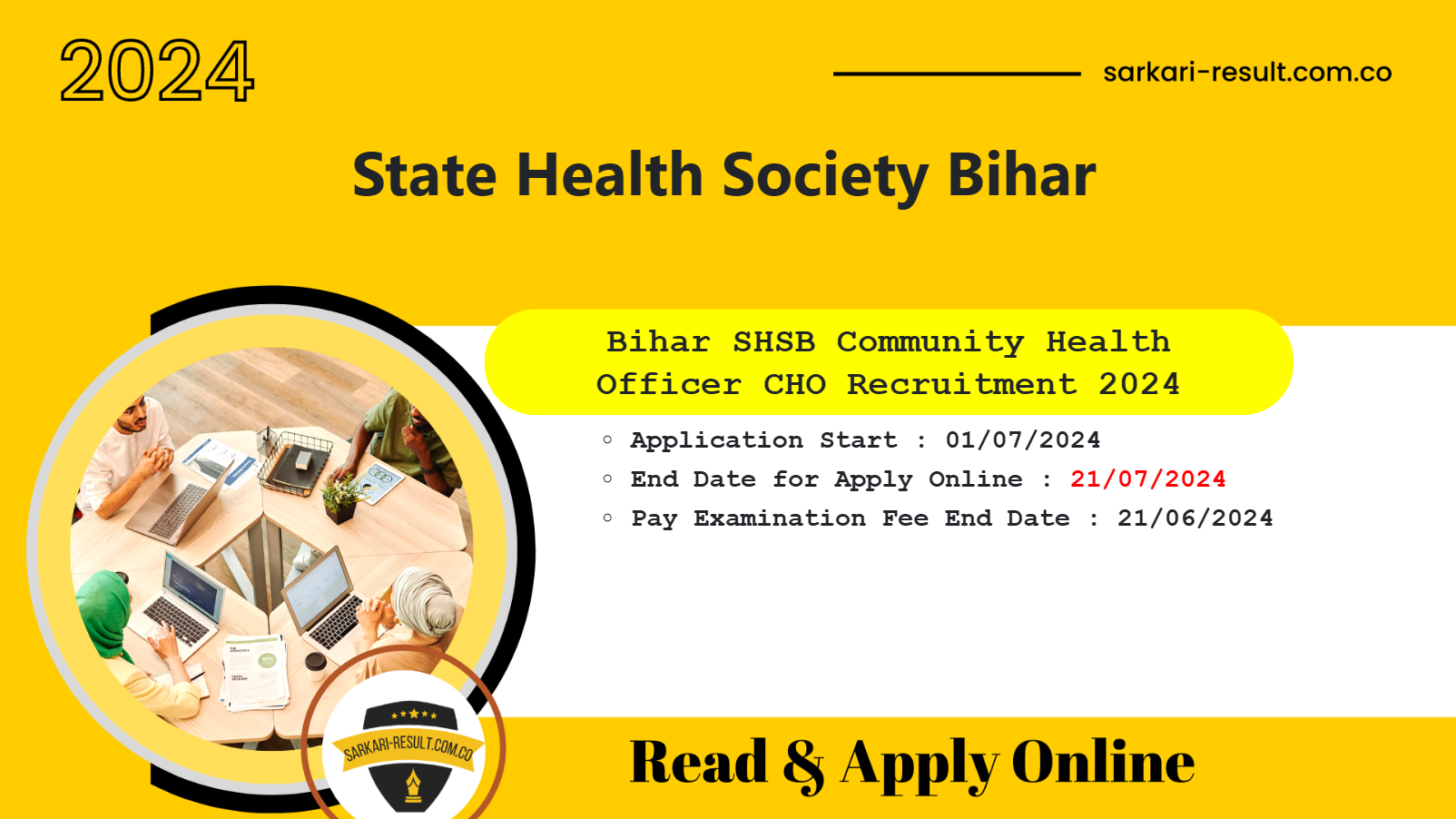 Bihar Community Health Officer CHO Online Form 2024 for 4500 Post