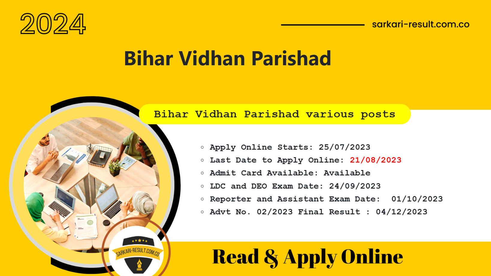 Bihar Legislative Council Bihar Vidhan Parishad Recruitment 2023 Apply Online for 172 Post