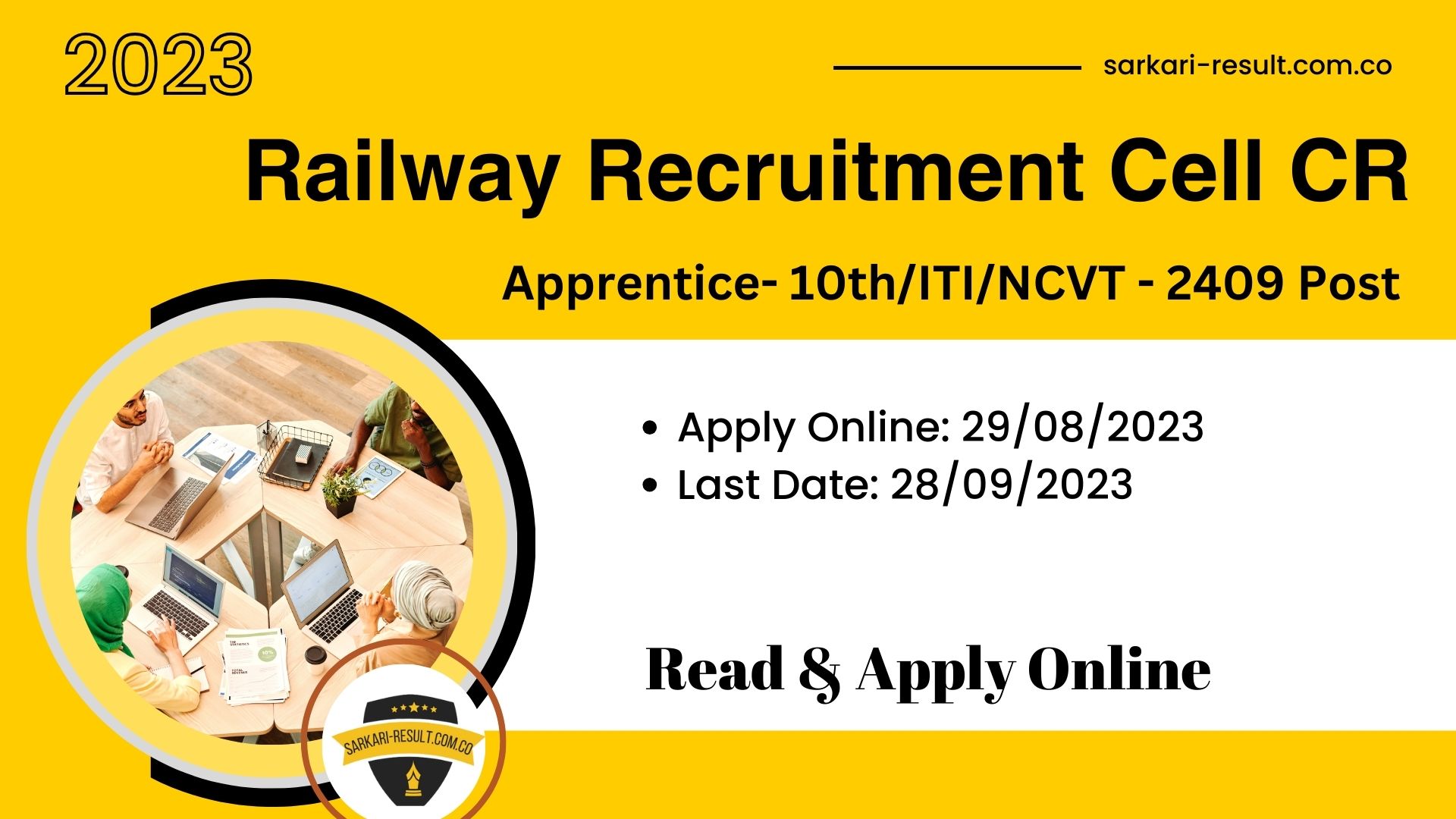 Central Railway RRC CR Mumbai Apprentices 2023 Apply Online for 2409 Post