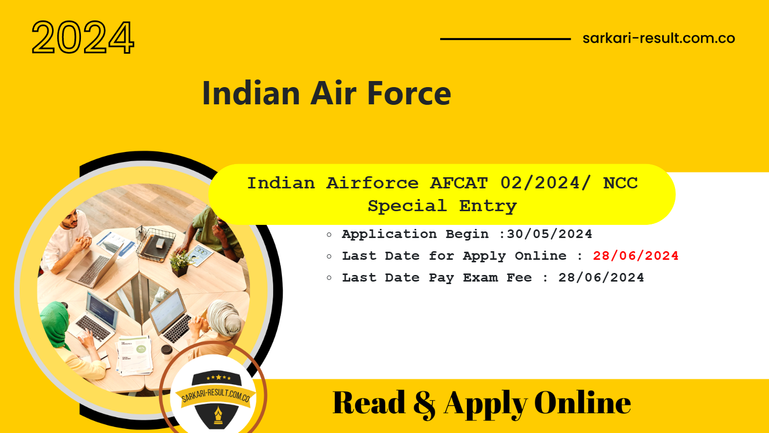 Indian Air Force AFCAT 02/2024 Batch Online Form 2024