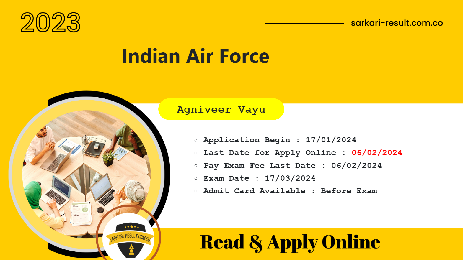 Indian Airforce Agniveer Vayu Intake 01/2025 Online Form 2024