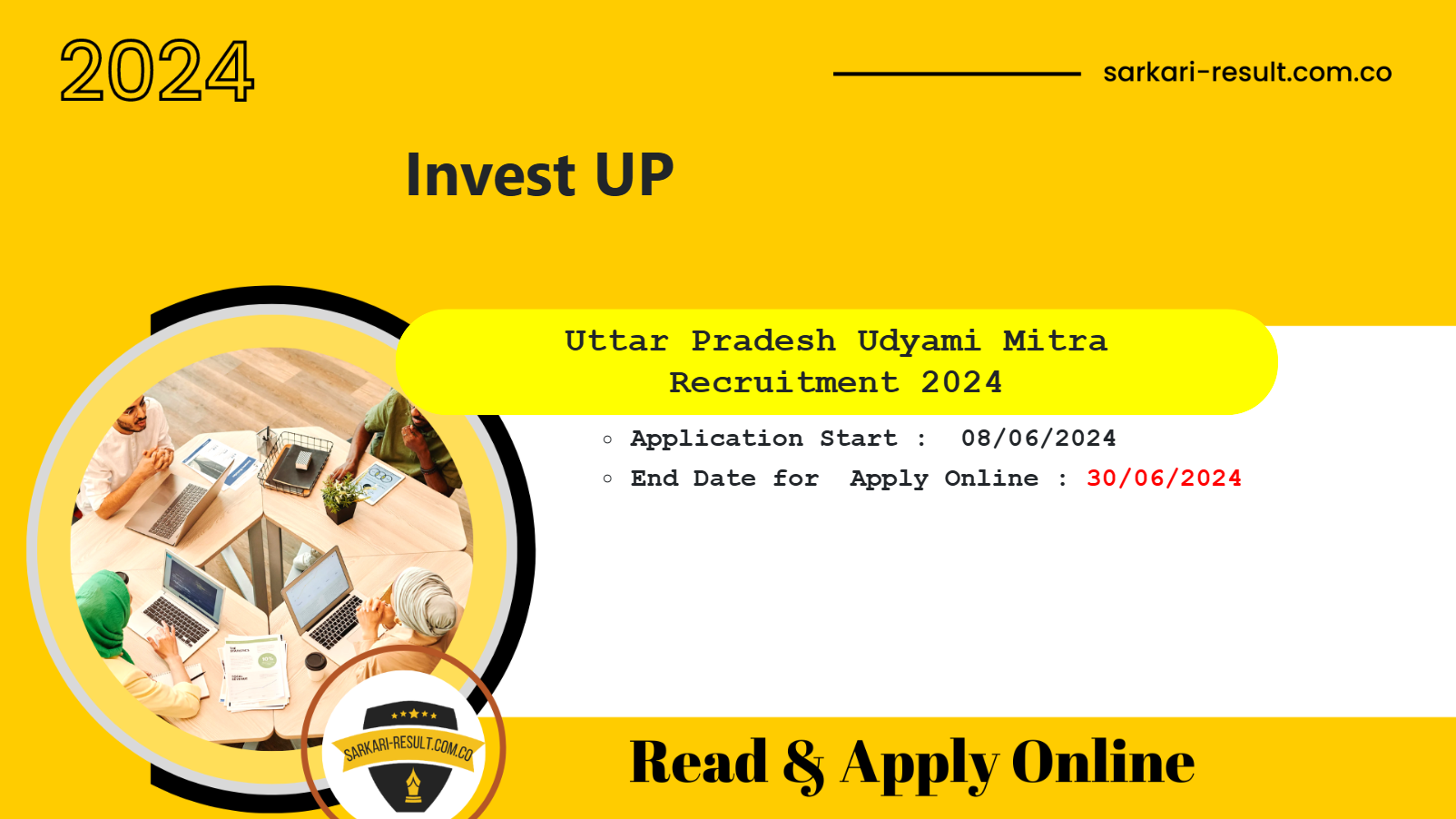 Invest UP Udyami Mitra Online Form 2024 for 20 Post