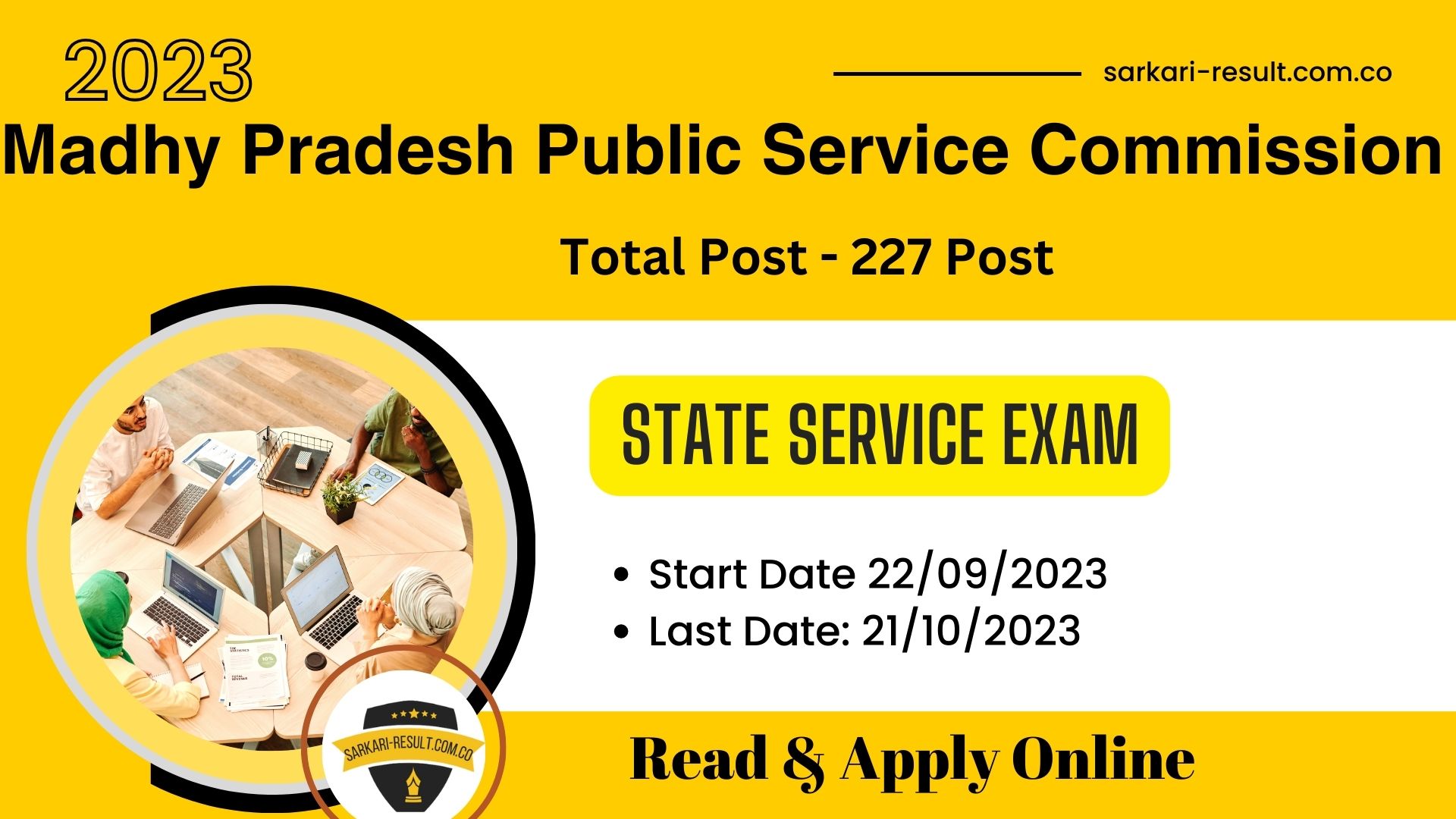Madhya Pradesh MPPSC State Service Exam SSE 2023 Apply Online for 227 Post