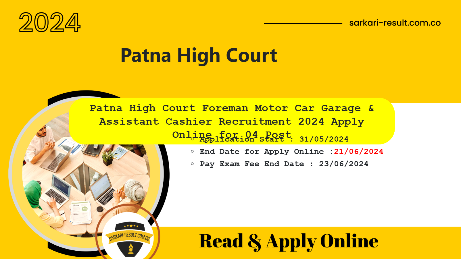 Patna High Court Assistant Cashier / Foreman Online Form 2024
