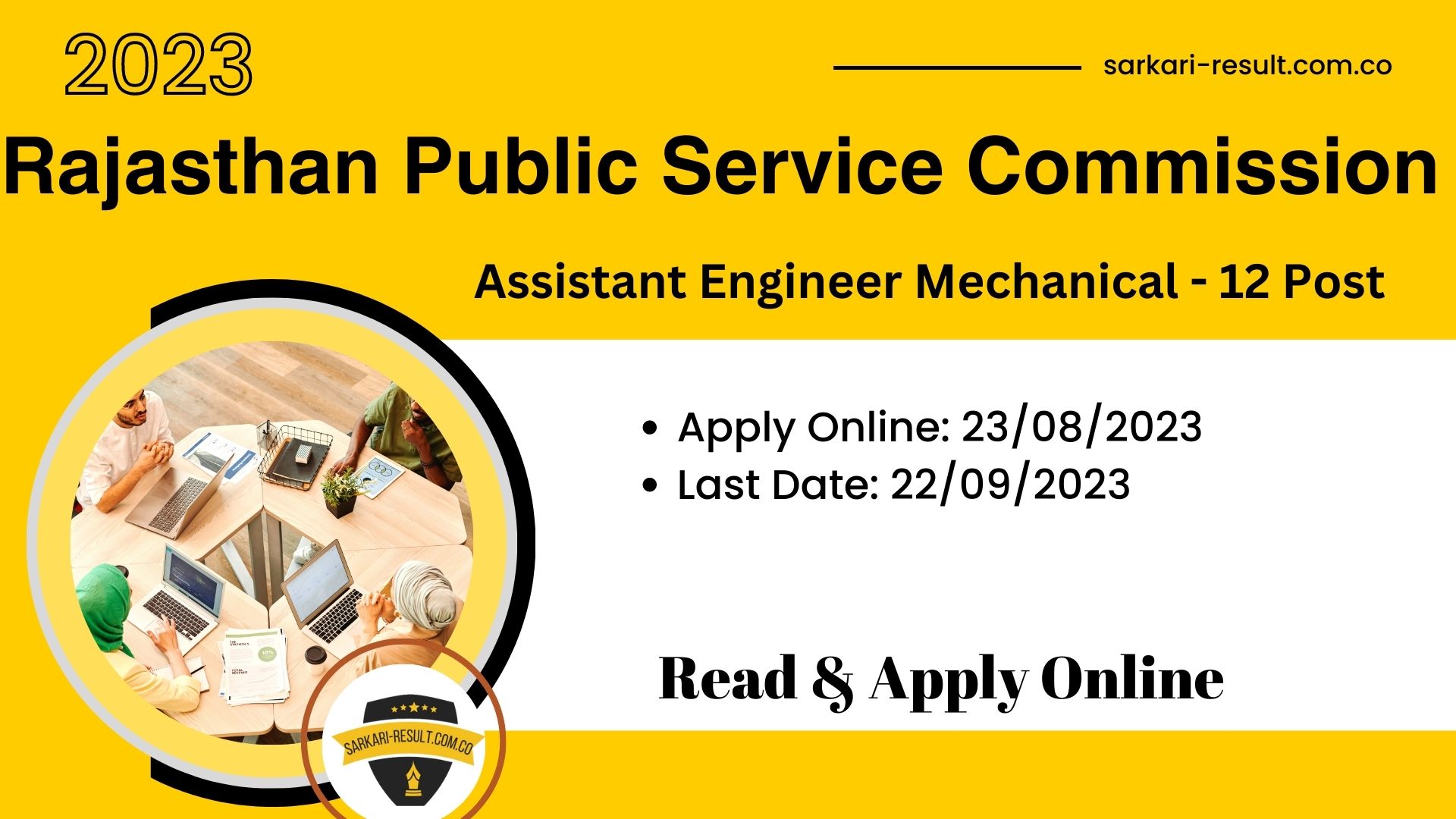 Rajasthan RPSC Assistant Engineer Mechanical Recruitment 2023 for 12 Post