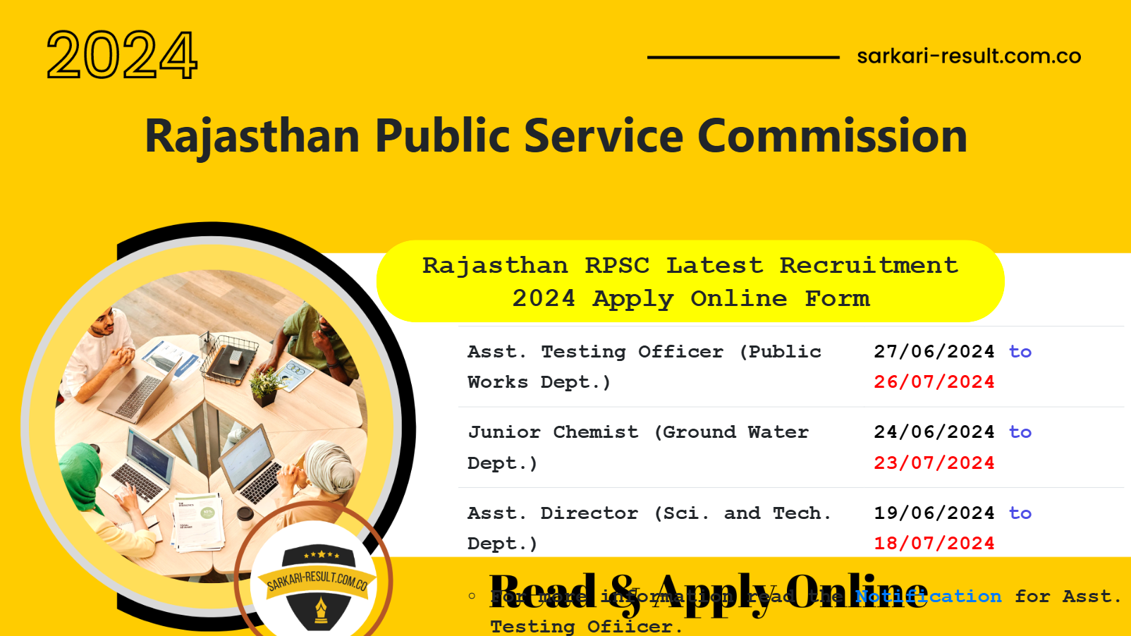Rajasthan RPSC Latest Recruitment 2024 Online Form Through SSO ID