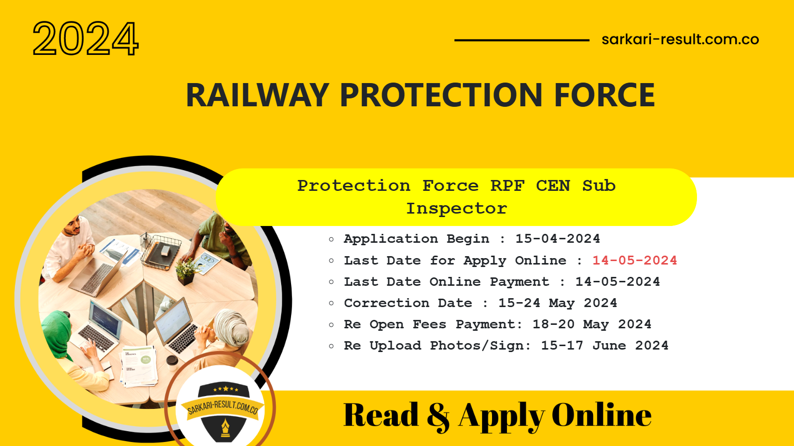 RRB Railway Protection Force RPF CEN Sub Inspector and CEN Constable Apply Online form
