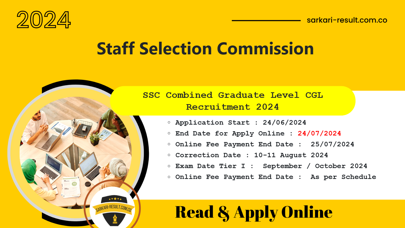 SSC Combined Graduate Level CGL Online Form 2024