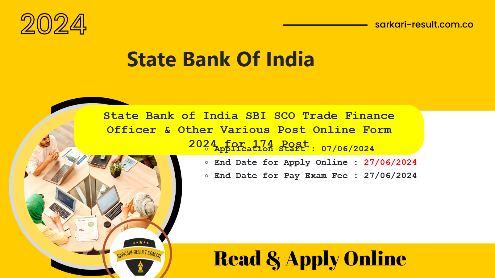 State Bank of India SBI Specialist Officer SCO Online Form 2024