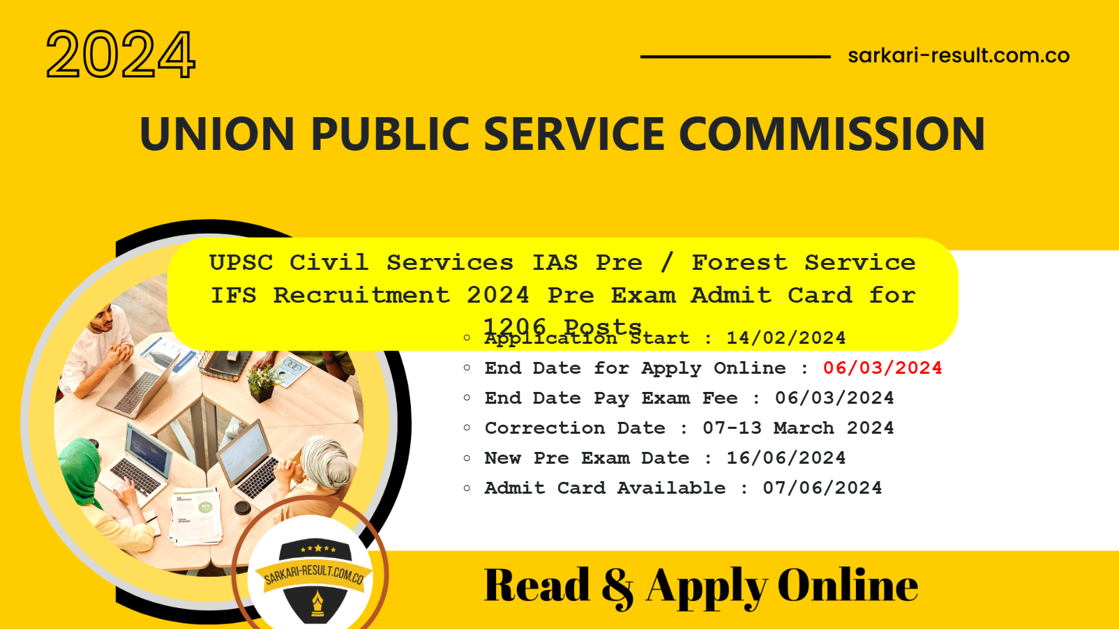 UPSC Civil Services IAS IFS Pre Exam Admit Card 2024