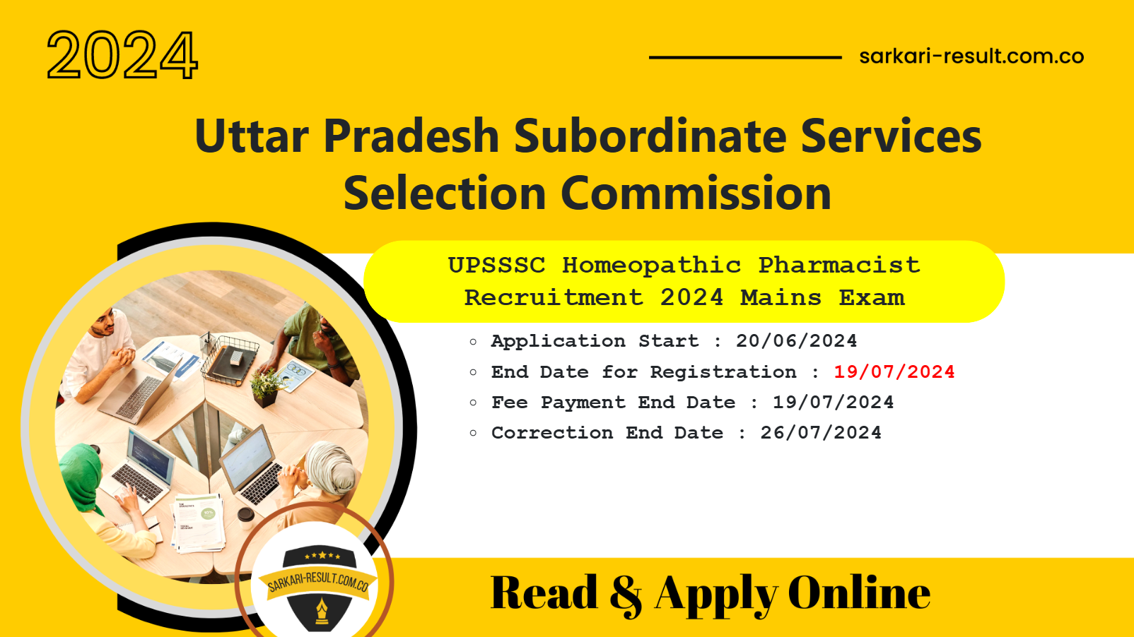 UPSSSC Homeopathic Pharmacist Online Form 2024 for 379 Post