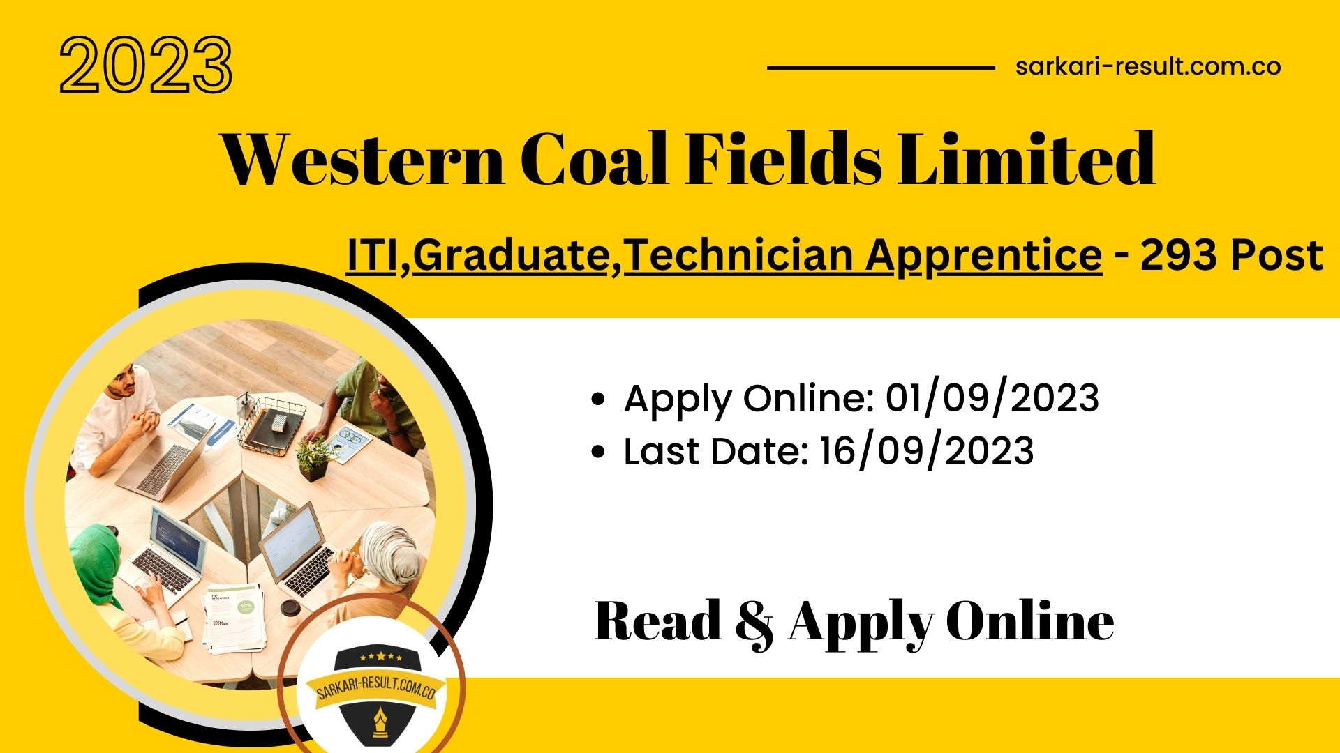 Western Coal Fields Limited ITI, Graduate, Technician Apprentice Online Form 2023 for 1191 Post